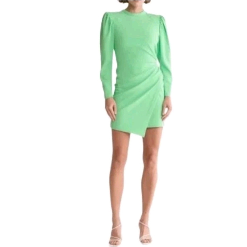 A.L.C Cady Jane Long Sleeve Green Sheath Minidress Size: 2